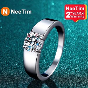 Sieraden Neetim 2 Karaat D Kleur Moissanite Wedding Band Mannen Ring Sterling Sier Verlovingsringen voor Man met Gra Certificaat gift