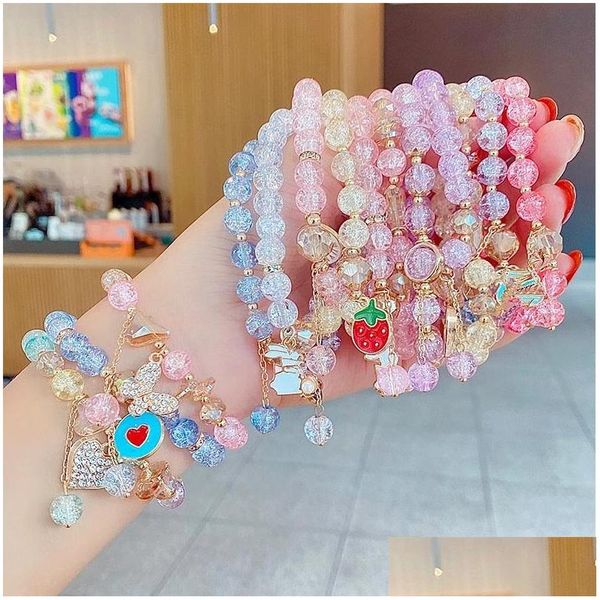 Bijoux Nouveau dessin animé Bracelet pour enfants Femme Princesse Verre Perlé Mignon Fille Bébé Étudiant Accessoires Drop Livraison Enfants Maternité Dhinp