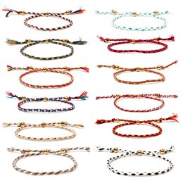 Gioielli Nuovo Bracciale con perline dorate Moda femminile Filo colorato intrecciato Artigianato