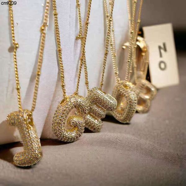 Bijoux nouveau placage véritable ballon en or anglais lettre pendentif collier femmes ensemble Zircon collier chaîne