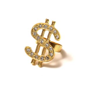 Sieraden Opening Activity Dollar Ring met diamant hiphop accessoires trendsetter herenring