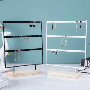 Bijoux Organisateur Affiche Boucles d'oreilles Collier Bracelets Rackage Rack Rack Organisateur DIY Bijoux Affiche avec base en bois