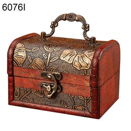 Organizador de joyas Vintage Chino Wooden Luxury Jewelry Supporter Cosméticos Caja de almacenamiento Mini Wood Treasure Storage Box de almacenamiento