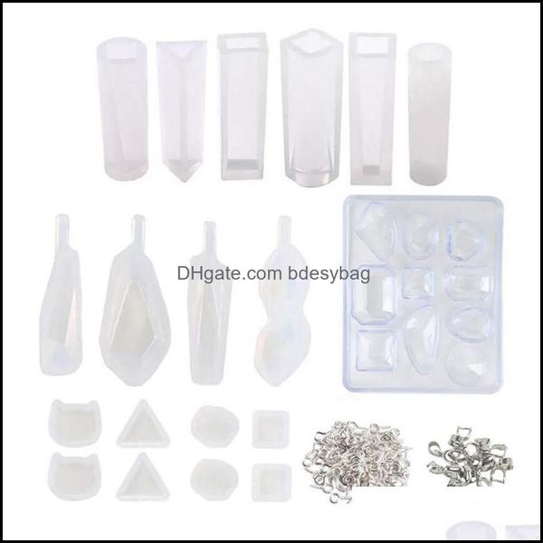 Embalaje de joyería Exhibición de joyería Bolsas de joyería, bolsas 129 unids Resina Casting Epoxy Sile DIY Craft Colgante Mod Kit Set Drop Entrega 2021 R3