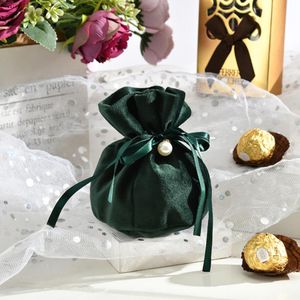 Bijoux Emballage Emballage Cadeau Sacs De Mariage avec Sac De Bonbons Peut Logo Personnalisé Perle Cordon Velours Cadeaux Sacs