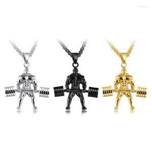 Bijoux Pendentif Colliers Exagération Herces Collier de musculation Mens Sports Chaîne en acier inoxydable Punk Hip Hop Boys Fashion Jewe Dhl24