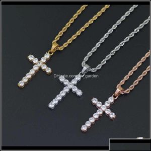 Sieraden hangers hiphop kruis diamanten hanglagers kettingen voor mannen vrouwen westerse luxe ketting roestvrijstalen cubaanse ketens drop levering