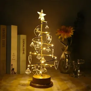Bijoux personnalisés noms de famille LED arbre de Noël lampe de table moderne cristal bureau décor lumière chambre personnalisé charmes cadeau de Noël