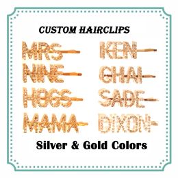 Bijoux Nom personnalisé Word Hairclips Lettres personnalisées Pin de cheveux Cliptrie personnalisée Hair British Hair Hair Bobby Pins Silvergold Couleurs