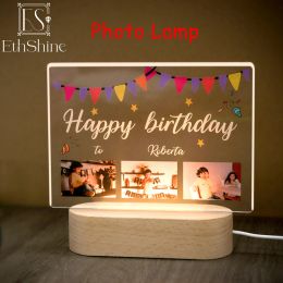Bijoux Light personnalisé de nuit plaque acrylique personnalisée avec photos Cadre photo de lampe à LED personnalisée pour les parents d'anniversaire des parents de la famille