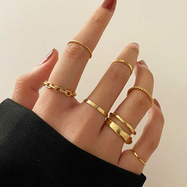 Joyería personalizada simple anillo universal estilo instagram creative creative simple ring combination de 7 piezas