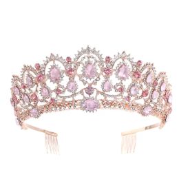 Joyas Corona rosa Vintage Barroque Queen King Joyería Pearl Crystal Tiaras y coronas con diadema de diabatería de vías de vías diadema de diamantes de imitación