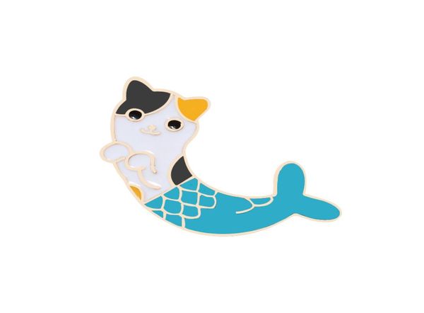 Bijoux broches broches unisexe tête de chat queue de sirène revers chapeau épingle cravate Tack émail épinglette broche 5872749