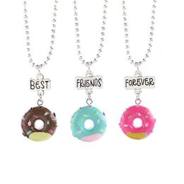 Bijoux populaires pour enfants résine Simulation beignet bon ami BFF collier ensemble Rein