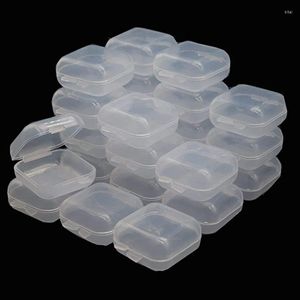 Sieradenzakken 1-10cps Duidelijke kleine plastic opbergdoos voor kralen oorbel container transparante mini vierkante kast