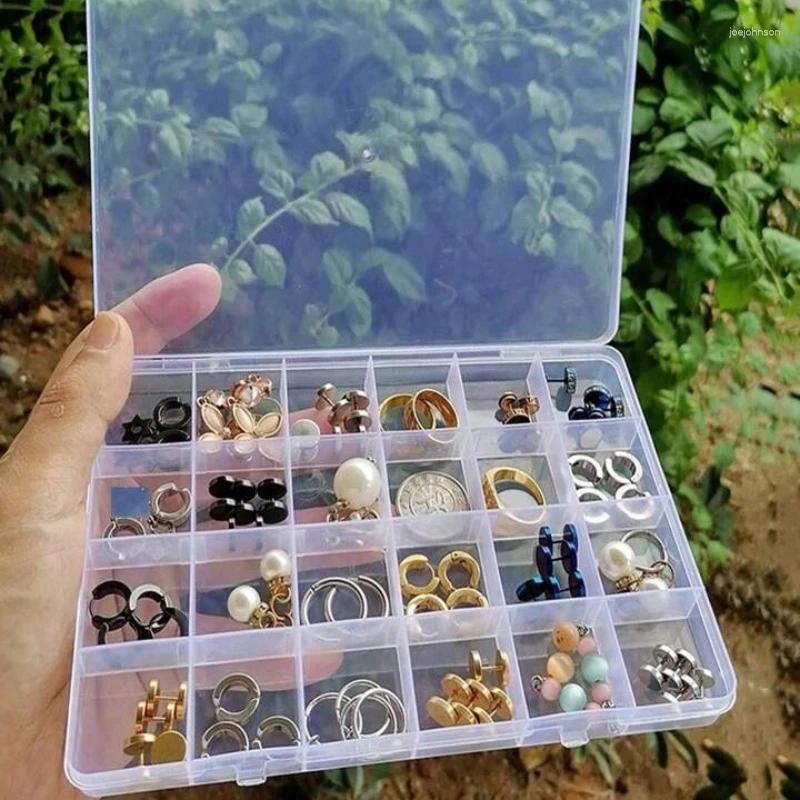 Jewelry Pouches 1-24 Grids Compartment Box Transparent Plastic Storage Boxes Container DIY Beads Earring Rectangle Organizer Case