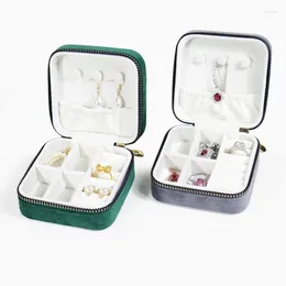 Pochettes à bijoux 1 pièce 10x10x5cm, boîte à fermeture éclair en velours Portable monocouche, emballage créatif pour collier cadeau