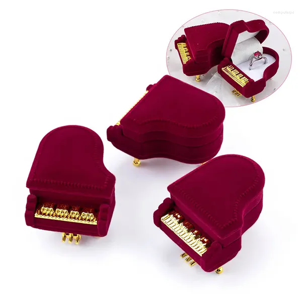 Sachets de bijoux 1 pièce Unique Piano Velvet Box Bague de mariage Handue Gift Horse Jewellry Wrap pour boucles d'oreilles Bracelet Collier Bracelet