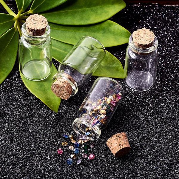 Pochettes à bijoux 10-20pc Mini bouteilles en verre souhaitant un bocal contenants de perles transparentes vides avec des perles de rocaille en liège organisateur de stockage de minuscules flacons pour