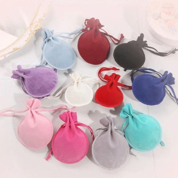 Bolsas de joyería 10 pcs Collar de hojas de palondera de doble cara bolsas colgantes de tela Polla de tela para embalaje de regalos Almacenamiento de envases