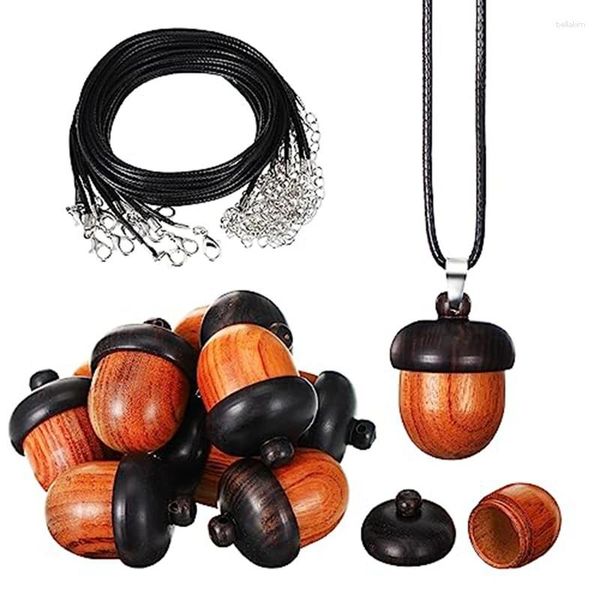 Pochettes à bijoux 10 pièces pendentif gland de noix avec cordon de collier ciré noir pour accessoires de bricolage