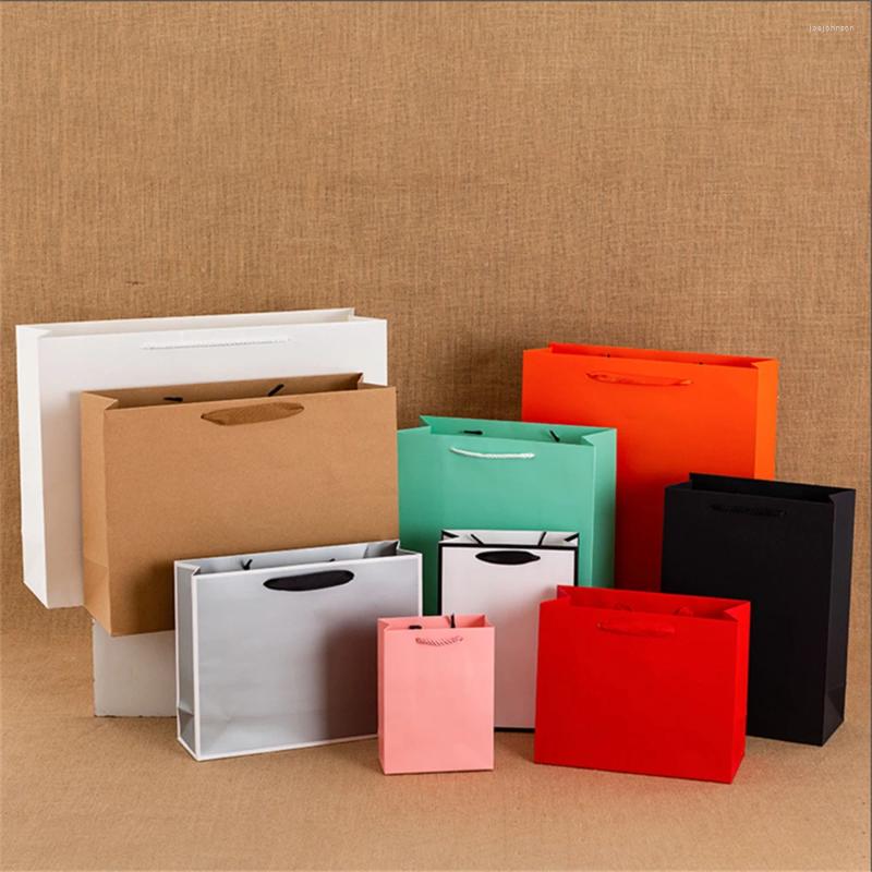 Jewelry Pouches 10 Pcs Paper Gift Bag Kraft Shopping Bags With Handle For Clothes Package Wedding Birthday Party Festival Wholesale