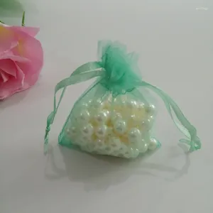 Pochettes à bijoux 1000 pièces, sac à la mode vert clair, cadeau en Organza, petit tissu à cordon pour femmes pour emballage, affichage, bricolage