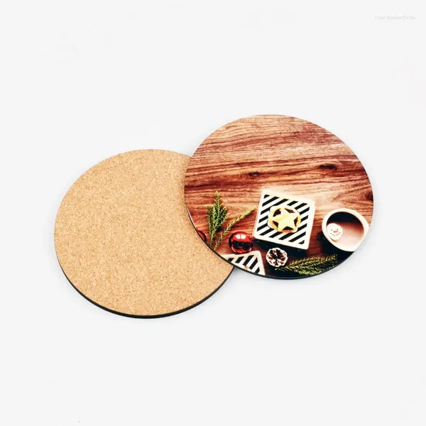 Sachets de bijoux 100pcs MDF Personnalisés dia.95 mm Forme Round Sublimation Coasters Blanche avec bouchon