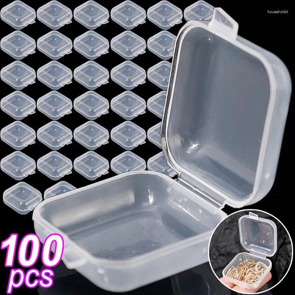 Pochettes à bijoux 100 pièces Mini conteneurs de stockage en plastique boîte Portable porte-médicaments organisateur emballage pour boucles d'oreilles anneaux
