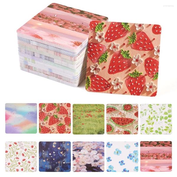 Pochettes à bijoux en papier, 100 pièces, cartes d'exposition de boucles d'oreilles, carte d'impression de fruits et de fleurs pour le stockage, emballage, matériel pour petites entreprises