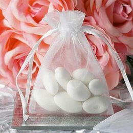 Sacchetti per gioielli 100 pezzi piccoli sacchetti di organza con coulisse in rete bianca per braccialetti, confezioni di caramelle, bomboniere, regali di nozze