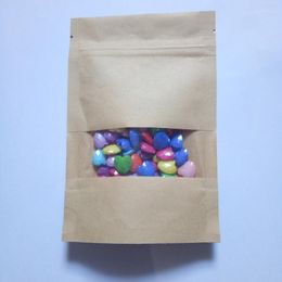 Pochettes à bijoux 10cm x 15cm, sac en papier kraft brun à fermeture éclair, pour loisirs, noix, aliments avec fenêtre mate et emballage cadeau, sacs à fermeture éclair