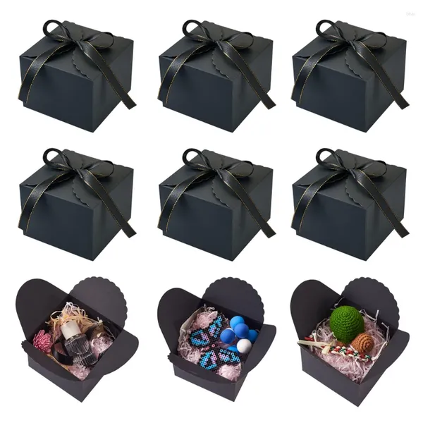 Bolsas de joyería 10pcs cajas de regalos de regalo de papel cuadrado con cinta de arco para bodas de fiesta suministros de vacaciones de cumpleaños