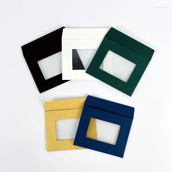 Bolsas de joyería 10 unids Sobre Kraft Carpeta de papel Ventana transparente 8 10 cm Tarjeta Embalaje Pantalla Pequeñas bolsas de negocios