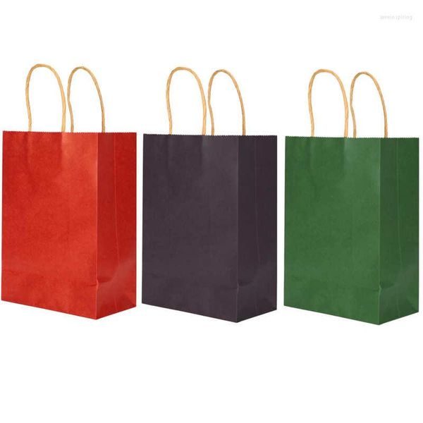 Bolsas de joyería 10 unids/set bolsa de papel Kraft para fiesta regalo de embalaje de compras Simple con asa joyería 15X8 21cm