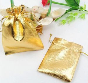 Pochettes à bijoux 11 16cm, 100 pièces, sacs à cordon doré faits à la main pour mariage/fête/cadeau/bracelets/collier, affichage d'emballage
