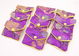 Pochettes à bijoux 12pcs sacs-cadeaux en tissu baldaquin fleur pourpre 65mm 80mm