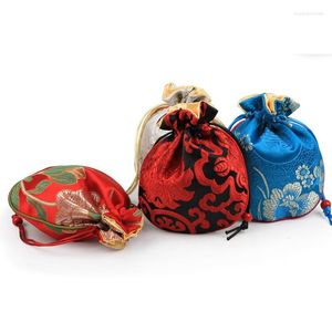 Sieradenzakken 15,5 12,5 cm hoogwaardige borduurwerk zijden trekkoordzakken brokaat feest gunsten kleine houder cadeaus tas