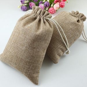 Sieradenzakken 17 23cm Drawtring Sack Gift Bags Jute Verpakking Display Bag Wedding Pakte voor reisopslag