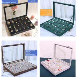 Sieradenzakjes 18/24 rasters Fluwelen ketting Display Lade Case Hanger Stand Teller Venster Showcase Box Organizer Opslag