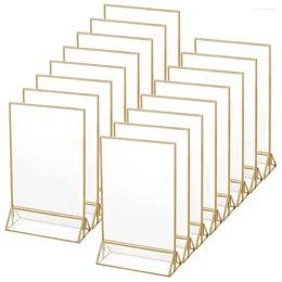 Sieradenzakken 18 pc's gouden tekenhouder 5x7 inch acryl dubbelzijds desktop display stand bruidtafel digitaal rek