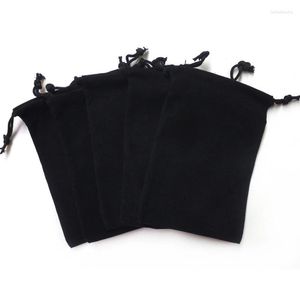 Pochettes à bijoux 1PC Velvet Present Bag Pack Of Drawstring Black Color Cotton Bags 10 X 8 CM Pouch