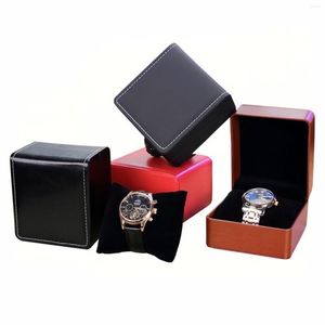 Pochettes à bijoux 1 pièces de luxe en cuir Pu boîte de montre support de boîtier organisateur affichage noir Bracelet boîtes de rangement pour femme homme cadeau