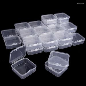 Sieradenzakken 2 maten Clear Small Containers Plastic Square Bead Storage Box For Beads Crafts Board Game Pieces Organisatie Groothandel