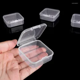 Bolsas de joyería 2 tamaños Contenedores pequeños multifunción Caja cuadrada de plástico transparente Mini almacenamiento para pendientes Anillos Cuentas Artículos de recolección