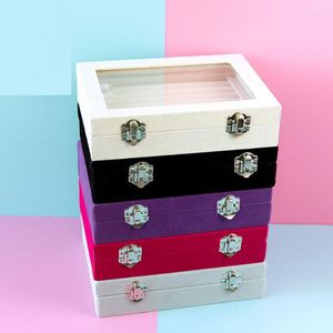 Sieraden Zakjes 20 15 4.5CM Ringen Doos Met Glazen Deksel Oorbellen Houder Organizer Sieraden Accessoires Display Voor Thuis of Etalage Show