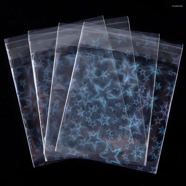 Pochettes à bijoux 20/50pcs, sac auto-adhésif à motif d'étoile clair, plastique Laser holographique pour bricolage, sacs de badges, manches de cartes