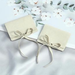 Pochettes à bijoux 20 styles d'enveloppe en microfibre avec pochette à bande pour boucles d'oreilles de mode colliers emballage affichage chic petit sac cadeau beige