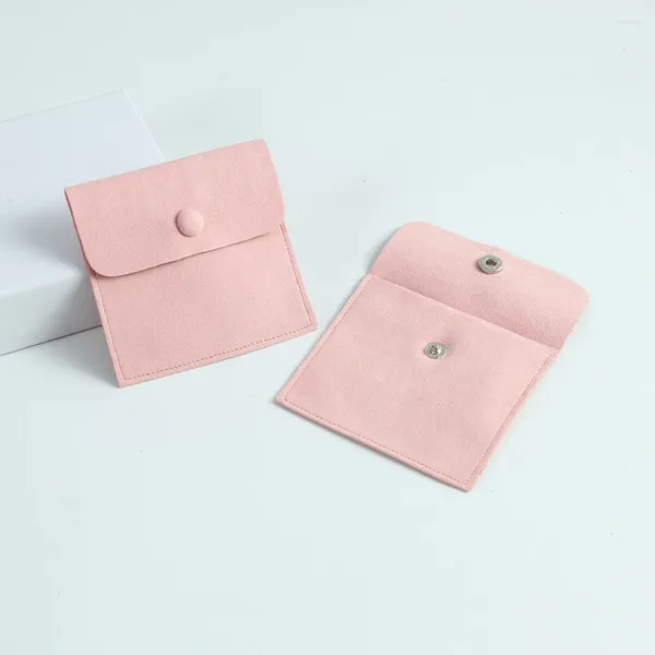 Pochettes à bijoux 20 pochettes à bouton-pression en microfibre sacs de faveur de mariage rose bague en velours broche collier emballage organisateur sac enveloppe