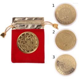 Bolsas para joyería, moneda conmemorativa de rata del año 2022, recuerdo del zodiaco chino, colección de ratón dorado, artesanía con bolsas de regalo